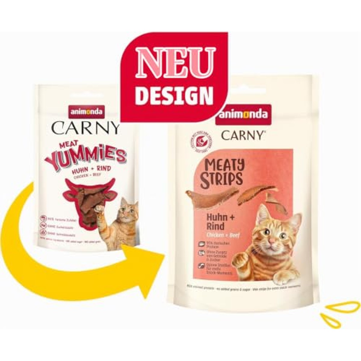 animonda Carny Meat Strips kattensnack kip + rundvlees 10 x 50 g - 6-pack