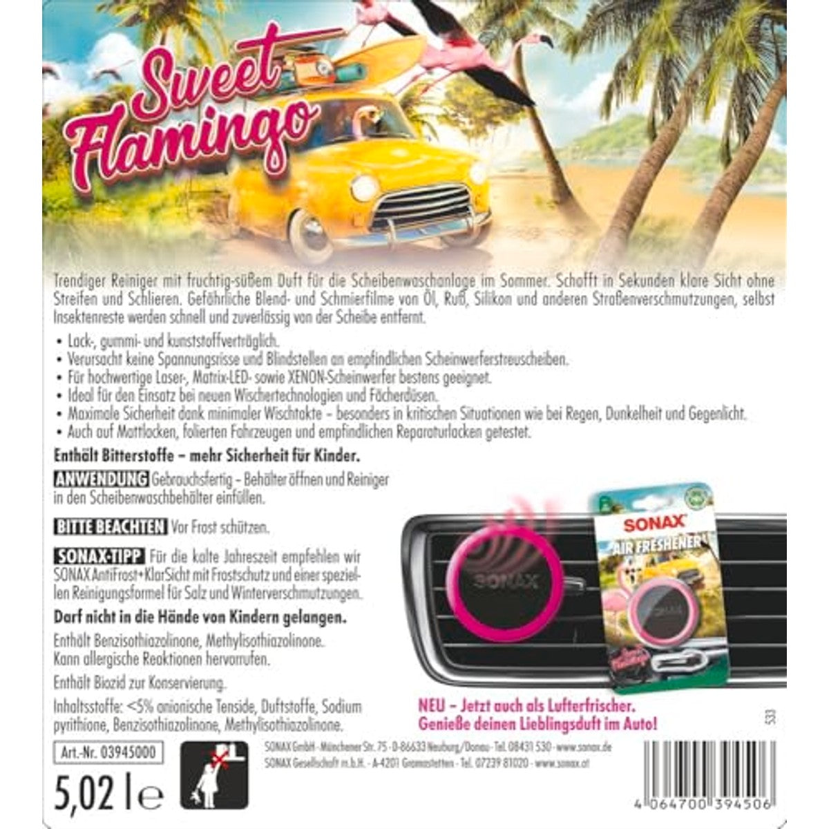 SONAX Ruitenreiniger gebruiksklaar Sweet Flamingo 3 x 5 liter - Voordeelverpakking