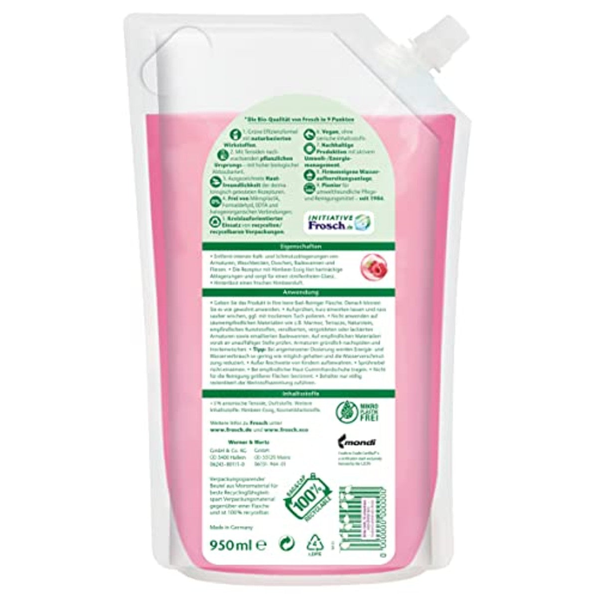 FROSCH Raspberry Azijn Anti-kalkreiniger Navulzak 950 ml – FROSCH