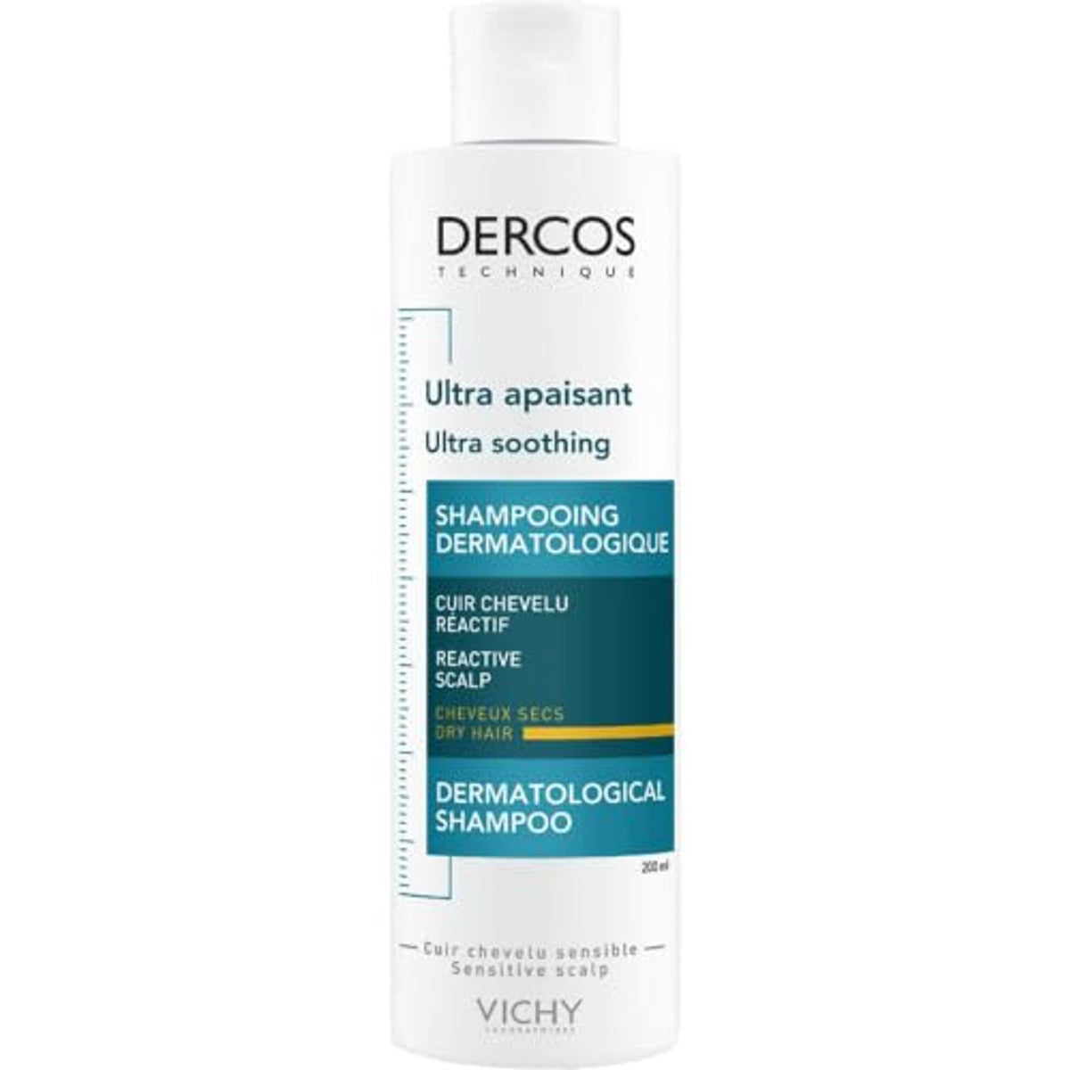 Vichy Dercos Ultragevoelige Shampoo voor Droge Hoofdhuid, 200 ml