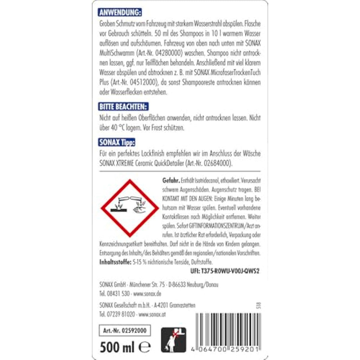 SONAX Xtreme Ceramic Active Shampoo 500 ml – SONAX