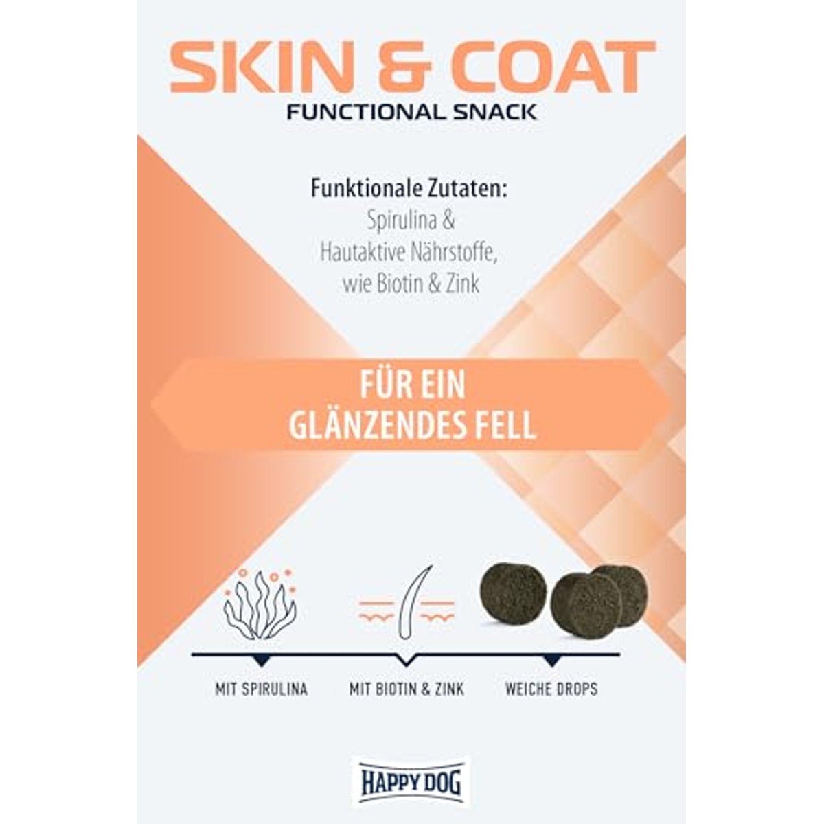 Happy Dog Care Snack Skin & Coat hondensnack 100 g - 3-pack