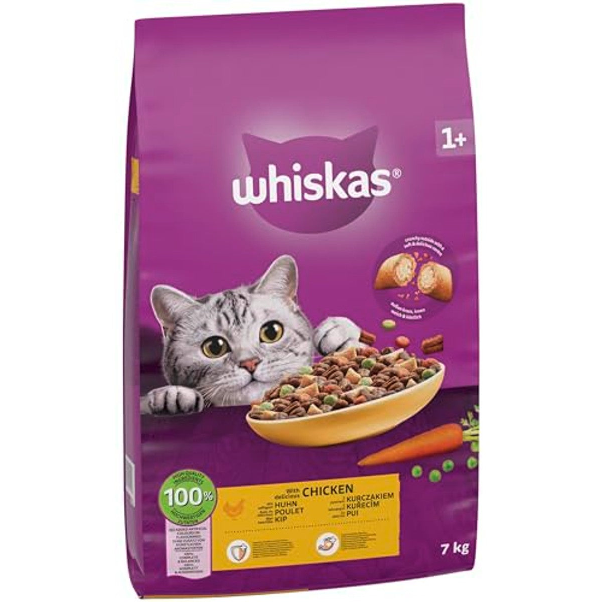Whiskas 1+ droogvoer kat kip 7 kg – foto 3