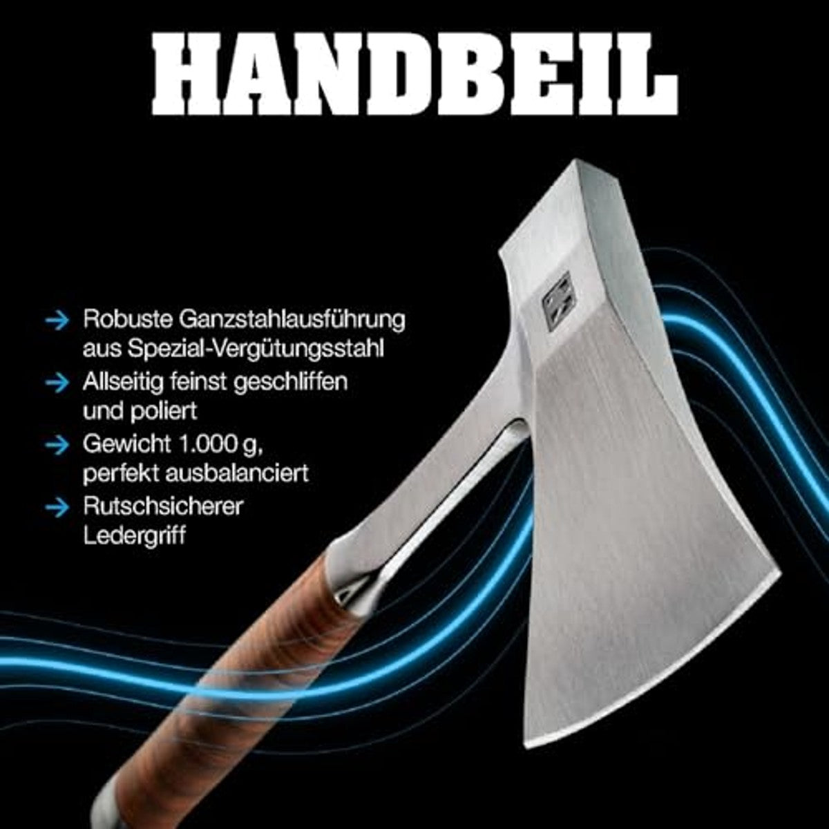 HALDER Handbijl 1.000 g met lederen handvat – HALDER