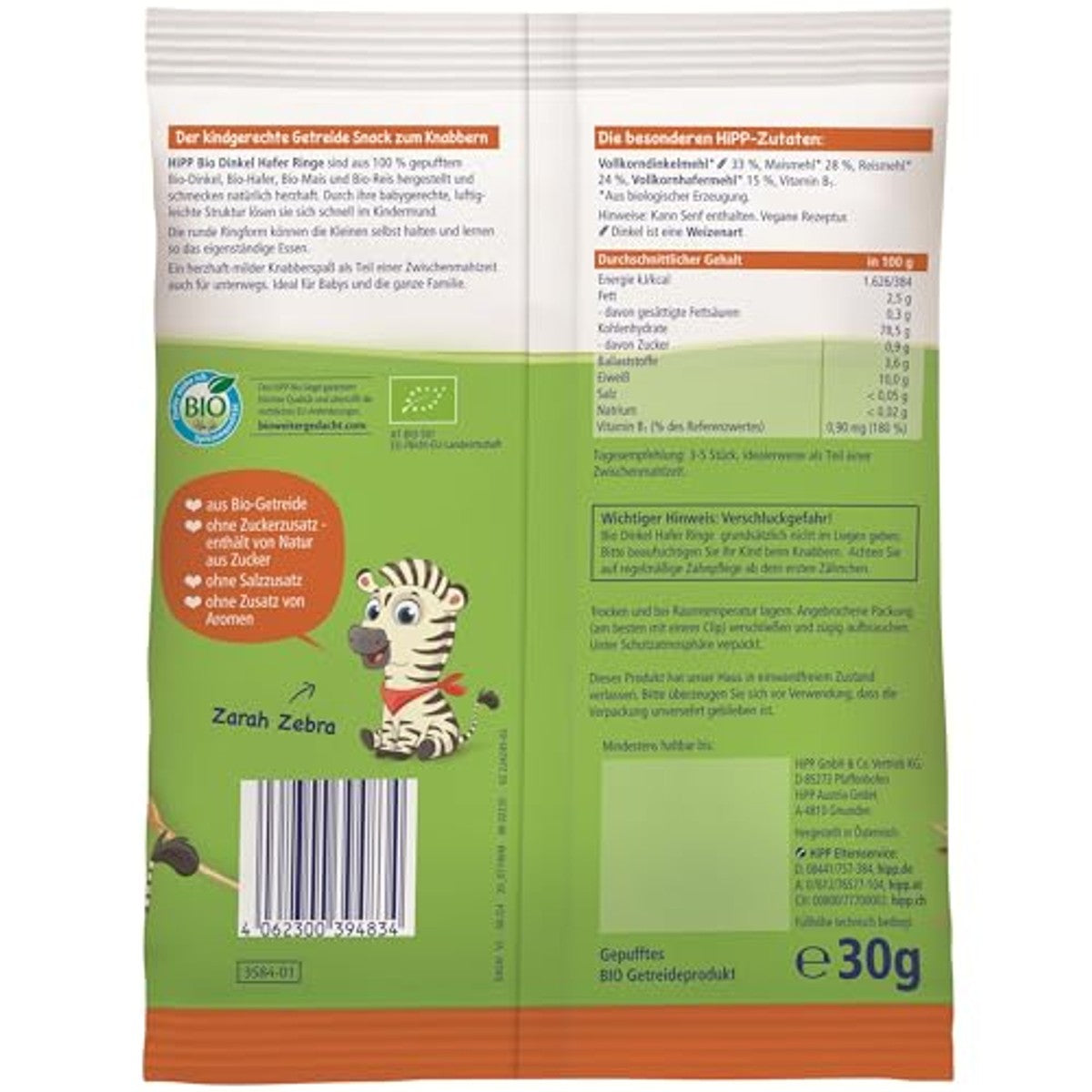 HiPP Biologische spelt haverringen 7 x 30 g – HiPP