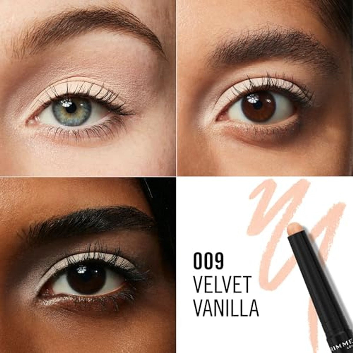 Rimmel London, Wonder'Last 009 Velvet Vanilla Oogschaduwstift, levendige en werkende kleur, eenvoudig aan te brengen, aangename textuur, ultra-romige formule, veganistische formule, 1,64 g – Rimmel London