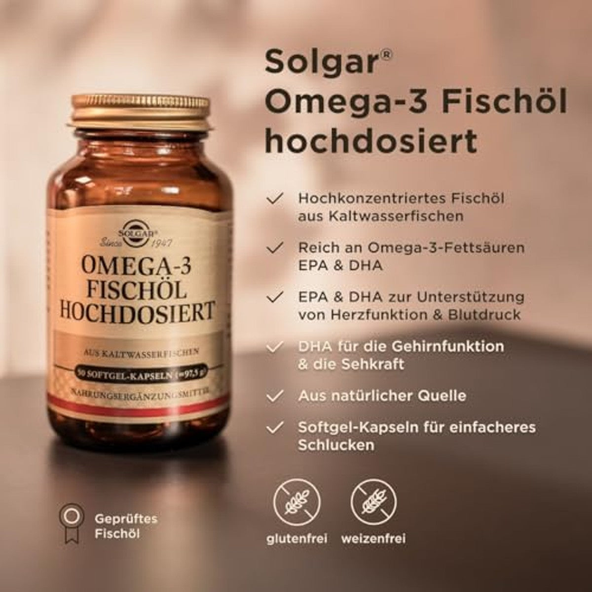 Solgar Omega-3 Visolie Hoge Dosis 50 Softgelcapsules - 6-pack