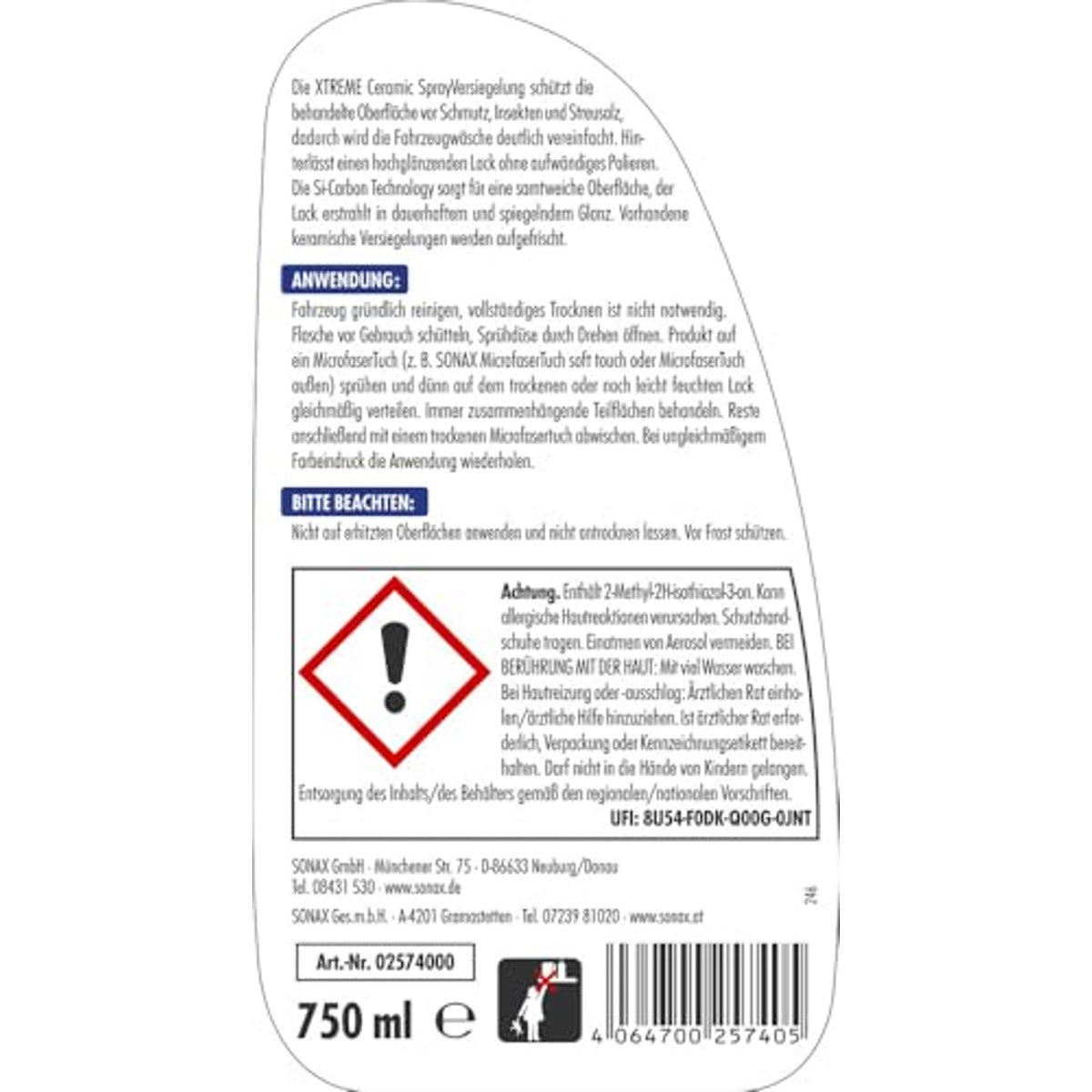 SONAX Xtreme Ceramic Sprayverzegeling 750 ml – SONAX