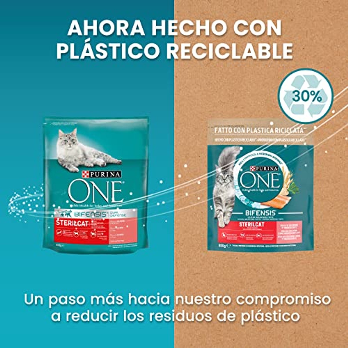 Purina One Bifensis Sterilcat droogvoer kat zalm 8 x 800 g - 3-pack