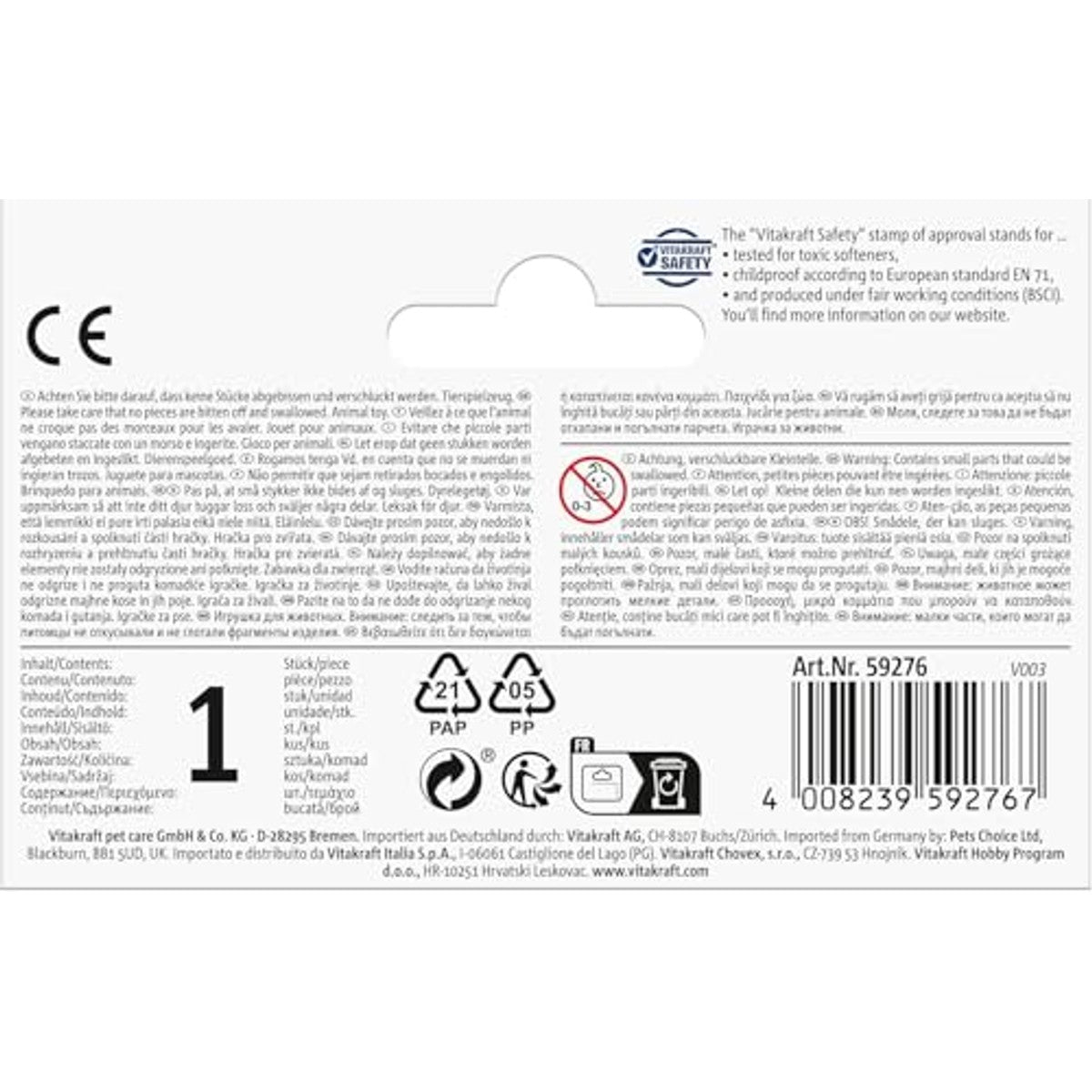Vitakraft Optrekmuis opwindbaar kattenspeelgoed 1 stuk - 6-pack