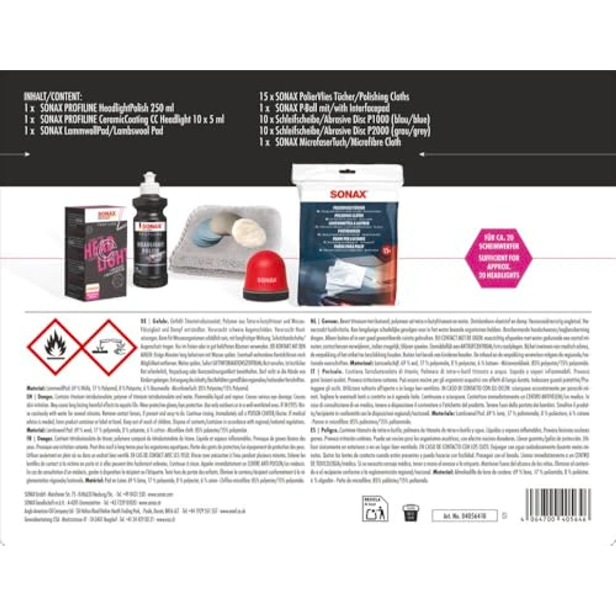 SONAX PROFILINE Koplamp-behandelingsset 1 set - 3-pack