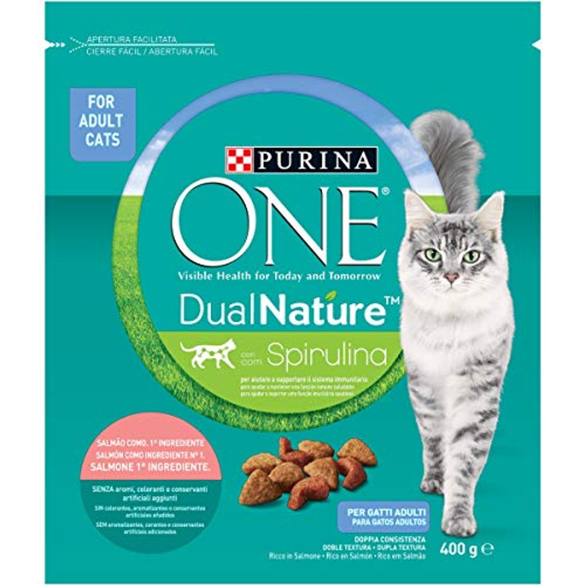 PURINA ONE Dualnature droogvoer kat zalm 400 g - 3-pack
