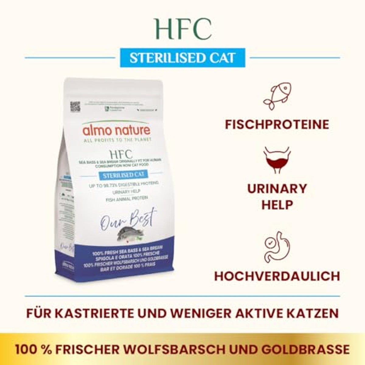 Almo Nature HFC Our Best Adult Gesteriliseerd Zeebaars en Zeebrasem 1,2 kg - 6-pack