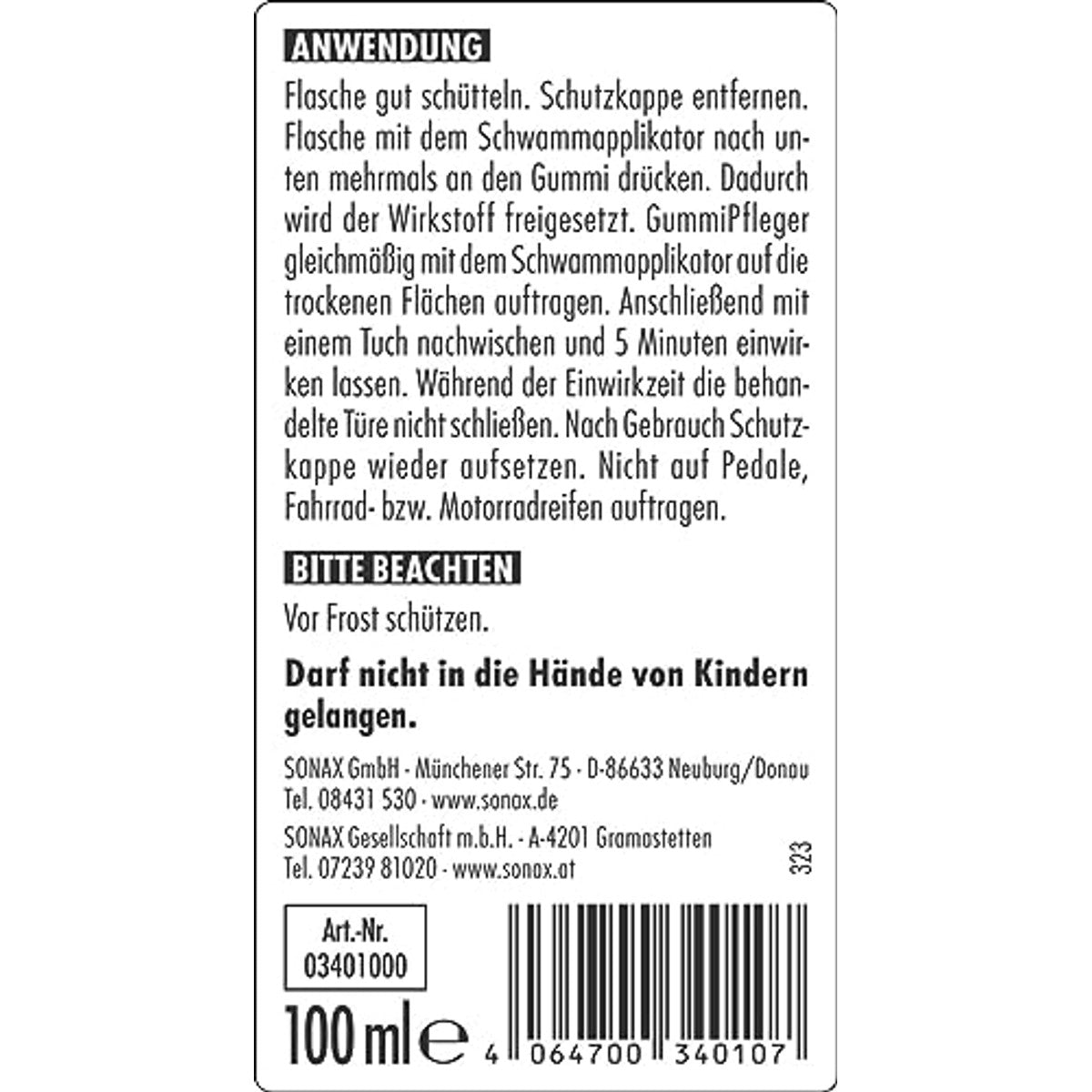 SONAX Rubberverzorging met sponsapplicator 6 x 100 ml - Voordeelverpakking