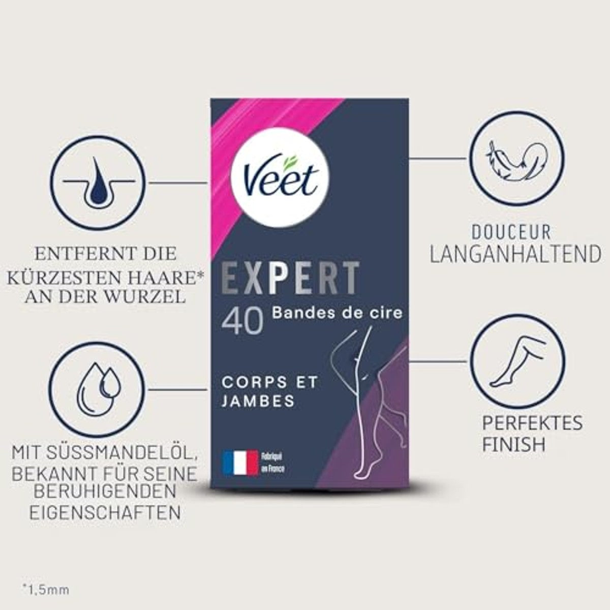 Veet Expert 40 koude wasstrips + 4 doekjes – Veet