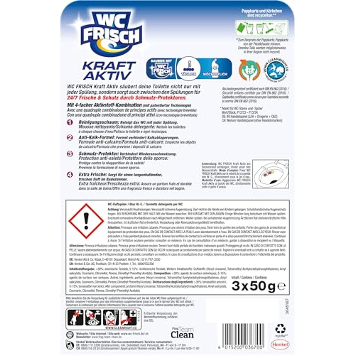 WC-Frisch Kraft Aktiv Geurspoeler Vruchtenmagie 3 x 150 g - Voordeelverpakking