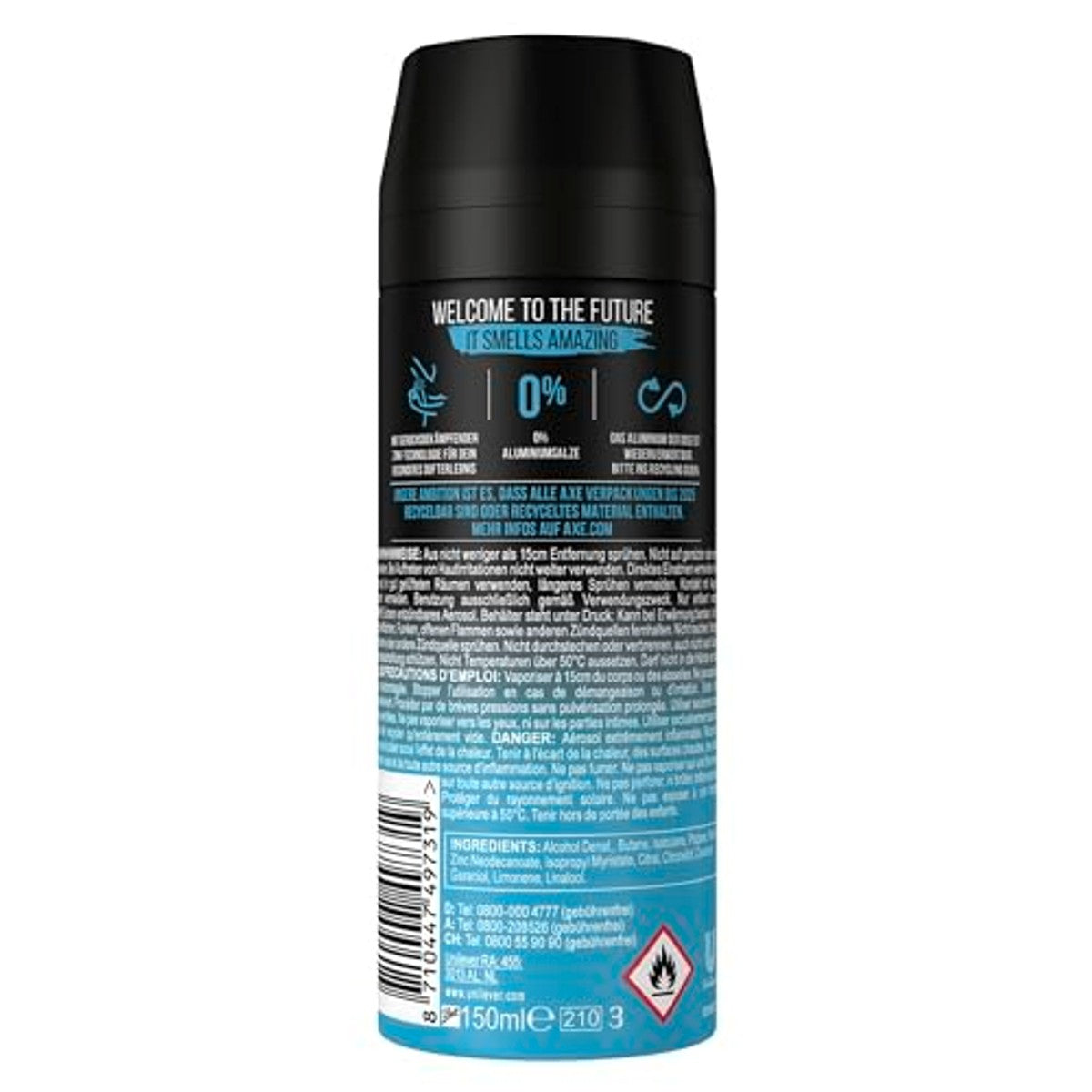 Axe Bodyspray Ice Chill Deodorant 6 x 150 ml - Voordeelverpakking