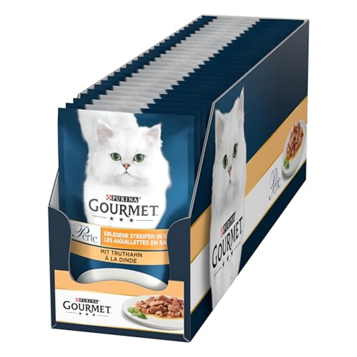 Gourmet Perle Exquisite Strips natvoer kattenvoer kalkoen 26 x 85 g - 6-pack