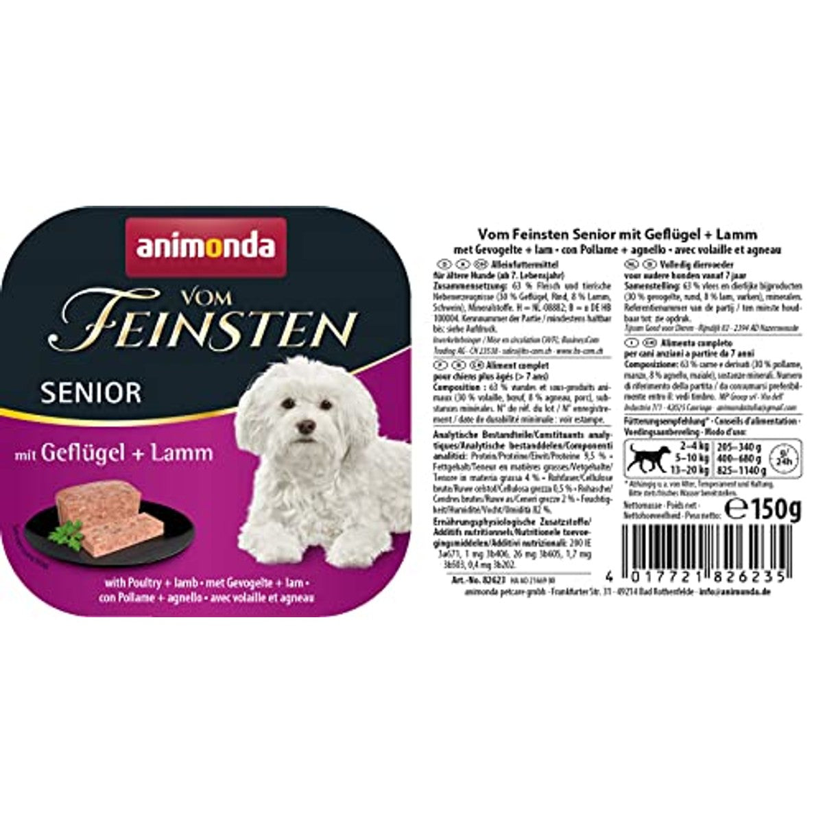 Animonda Vom Feinsten Senior hondenvoer Gevogelte + Lam 22 x 150 g - 6-pack