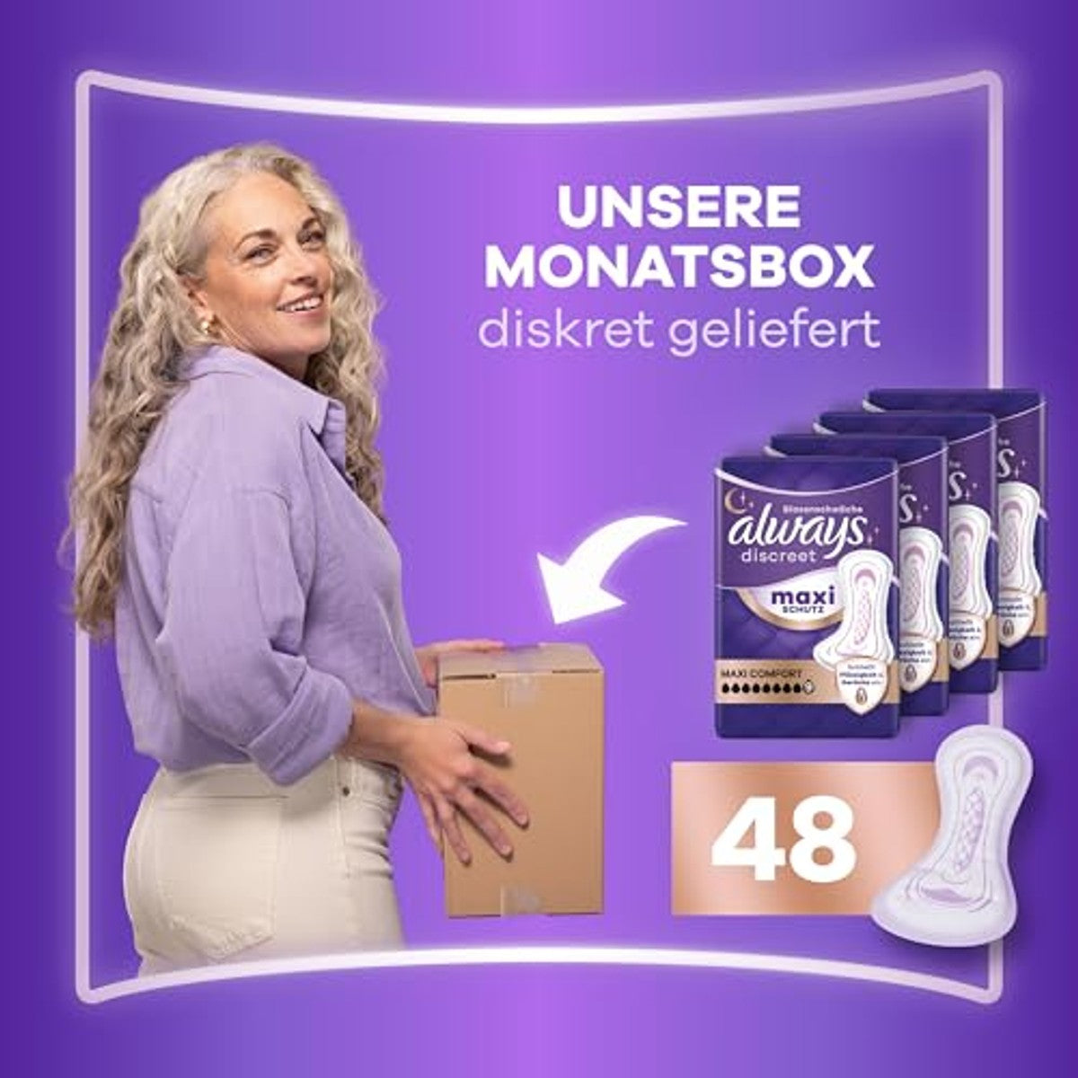 Always Discreet Maxi Comfort maandpakket 48 inlegkruisjes – Always Discreet