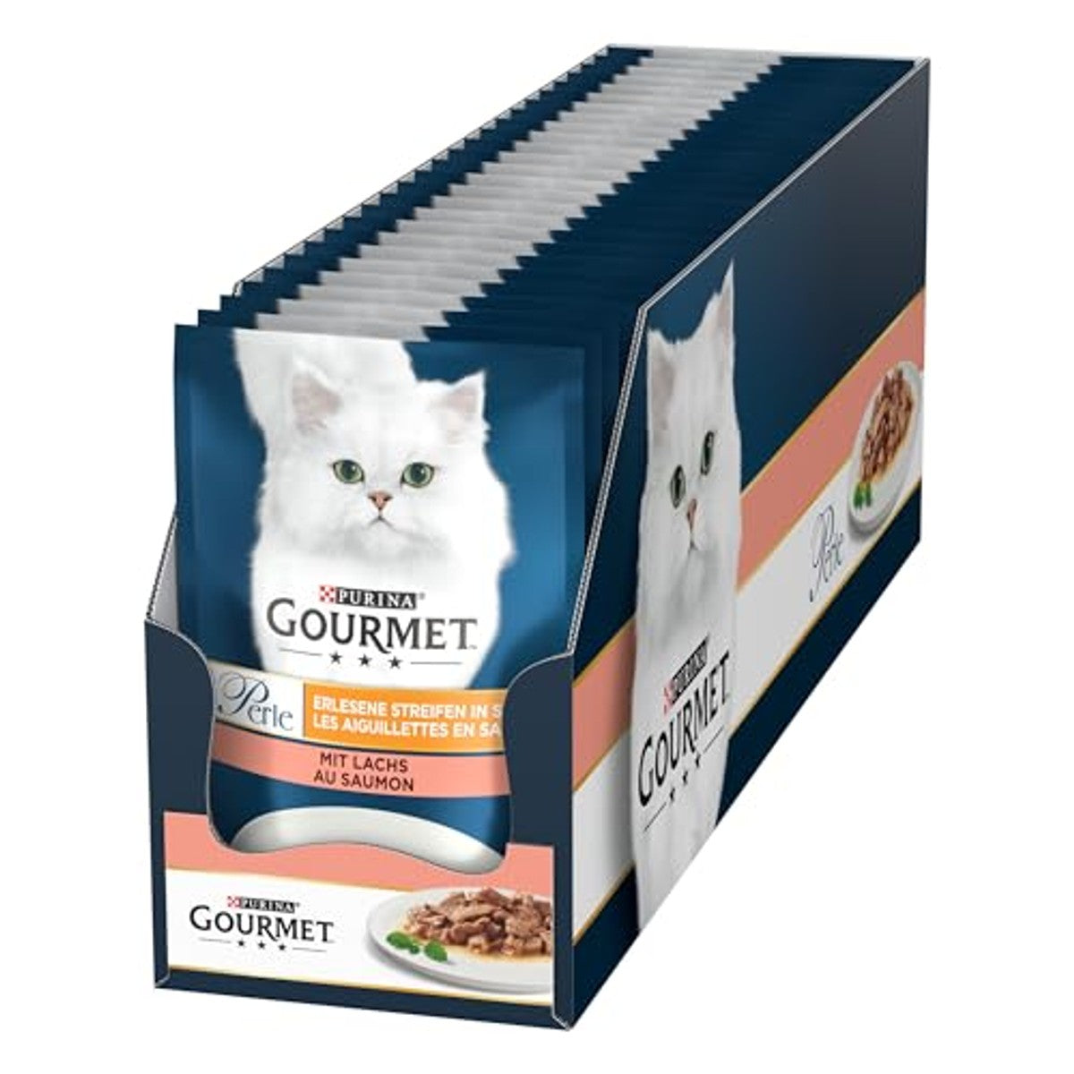Gourmet Perle Exquisite Strips natvoer kattenvoer zalm 26 x 85 g - 3-pack