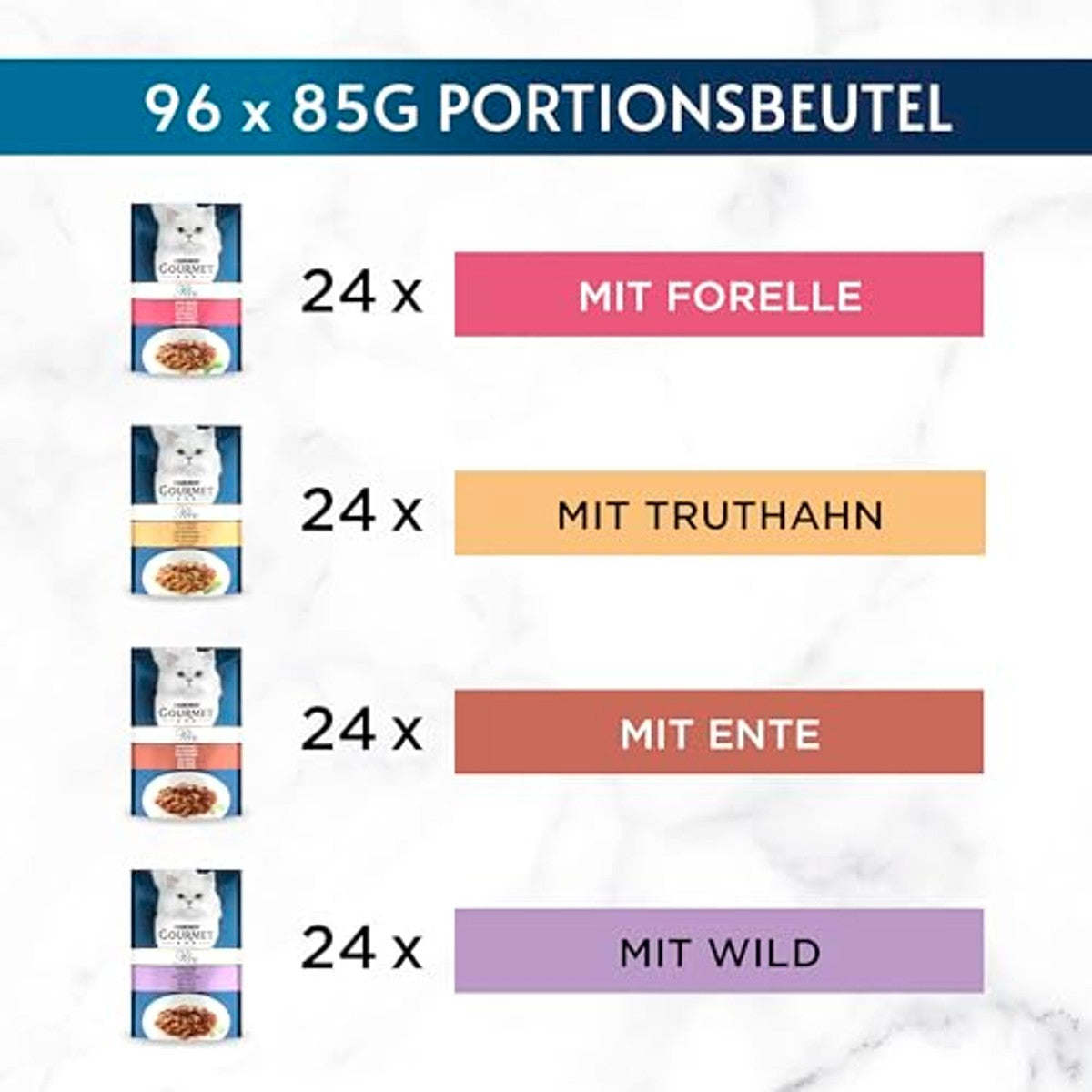 Gourmet Perle Strepen in gelei natvoer kattenvoer soortenmix 96 x 85 g - 3-pack