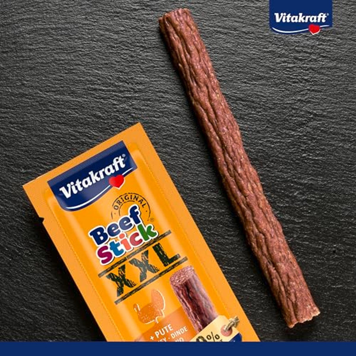 Vitakraft Beef Stick XXL, hondensnoepjes, vleesstick, kalkoen, hondentrainingslekkernijen, zonder toegevoegde suiker (15 x 30 g) – Vitakraft