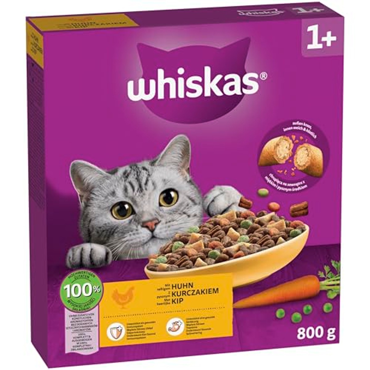 Whiskas droogvoer kat volwassen katten kip 5 x 800 g - 3-pack