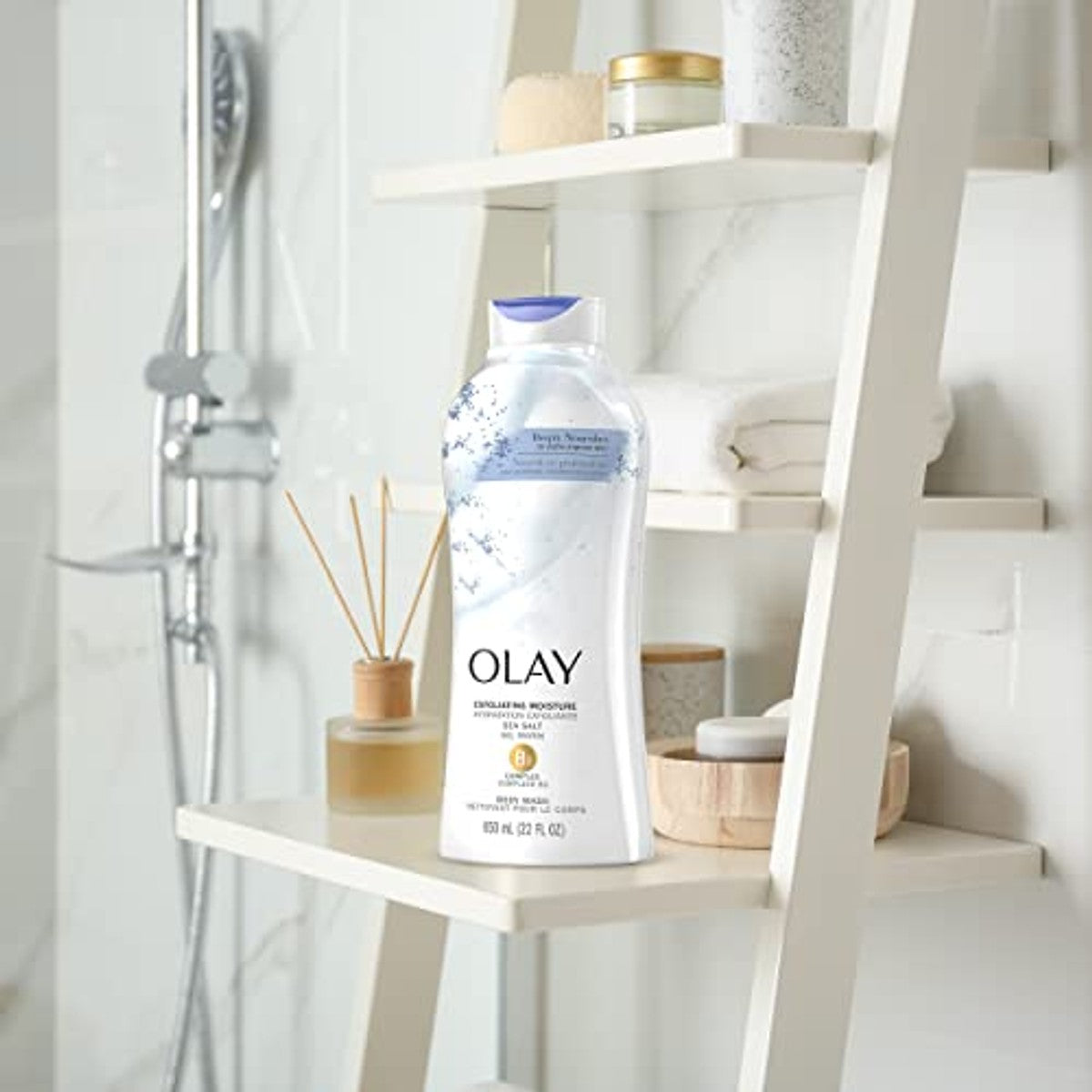 Olay Daily exfoliating with Sea Salts Body Wash, 22 oz, (4 Count) - 3-pack