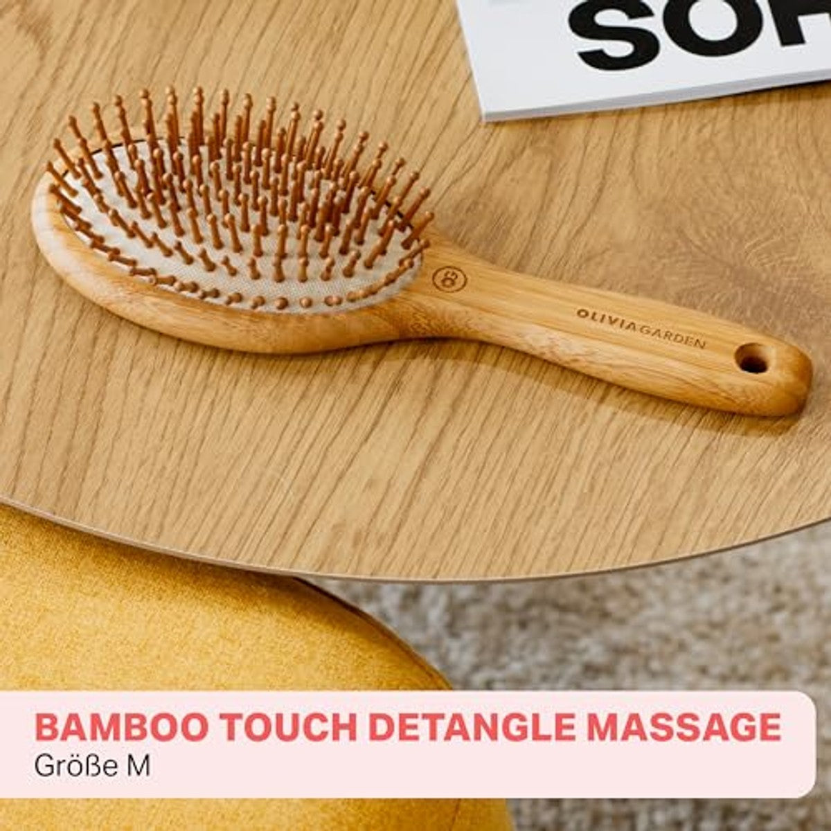 Bamboo Touch Detangle Massage L – milieuvriendelijke bamboeborstel voor zacht ontwarren en hoofdhuidmassage