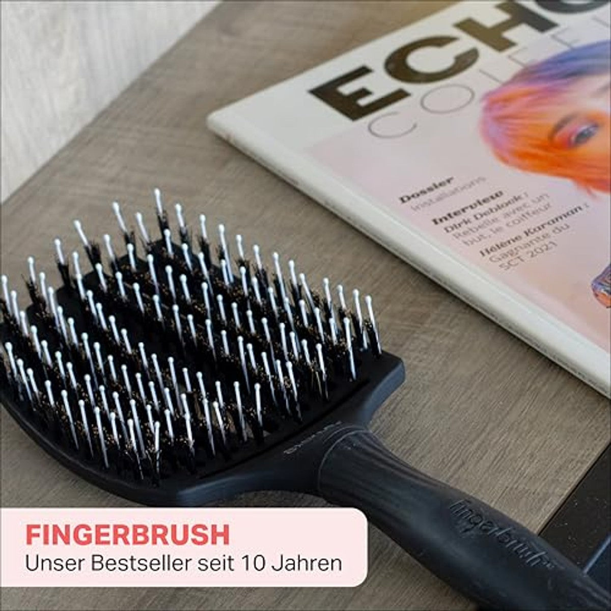 Olivia Garden Fingerbrush Care Iconic – Medium – pastelroze – ontwarrende haarborstel met wildzwijnen en nylon borstelharen voor ultieme glans en gladde styling