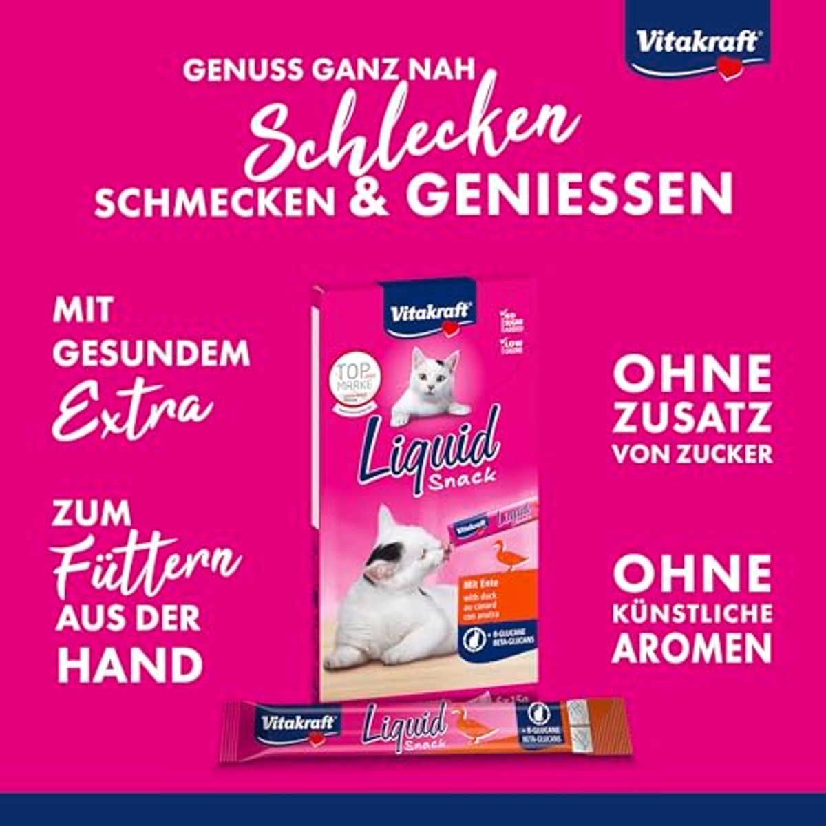 Vitakraft Vloeibare Kattensnack Eend met Bèta-glucanen 6 zakjes - 3-pack