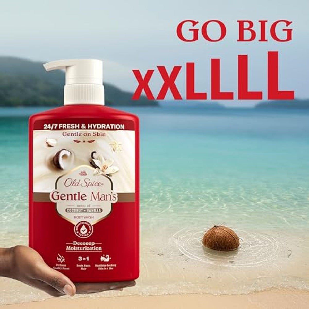 Old Spice Gentle Man's Coconut + Vanilla 3-in-1 3 x 800 ml - Voordeelverpakking