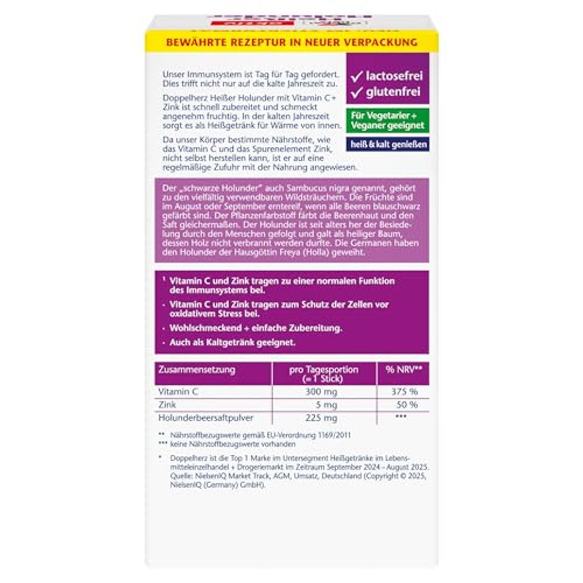 Doppelherz Warme Vlierbes met Vitamine C en Zink 10 Sticks (Verpakking van 4) - 3-pack
