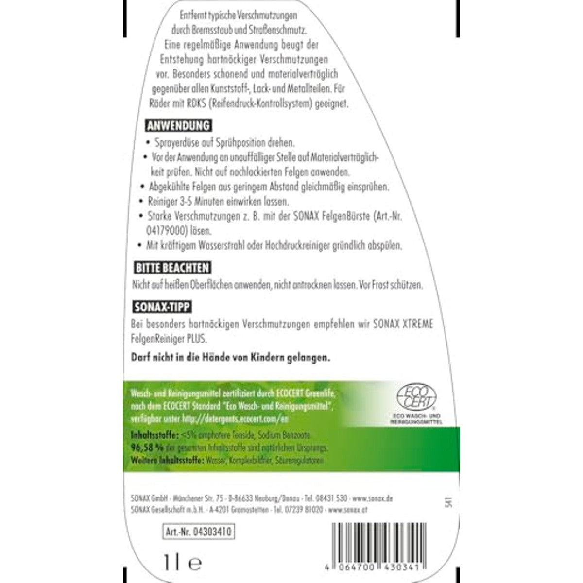 SONAX Velgenreiniger Gel 1 l – SONAX