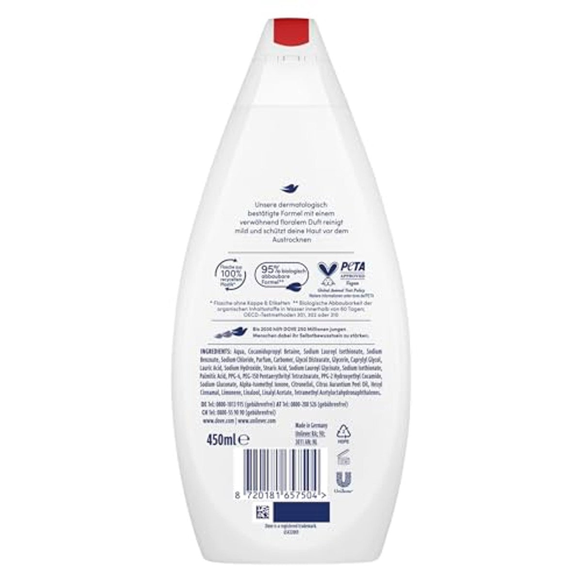 Dove Fluweelzachte Verzorgende Douchegel 6 x 450 ml - Voordeelverpakking