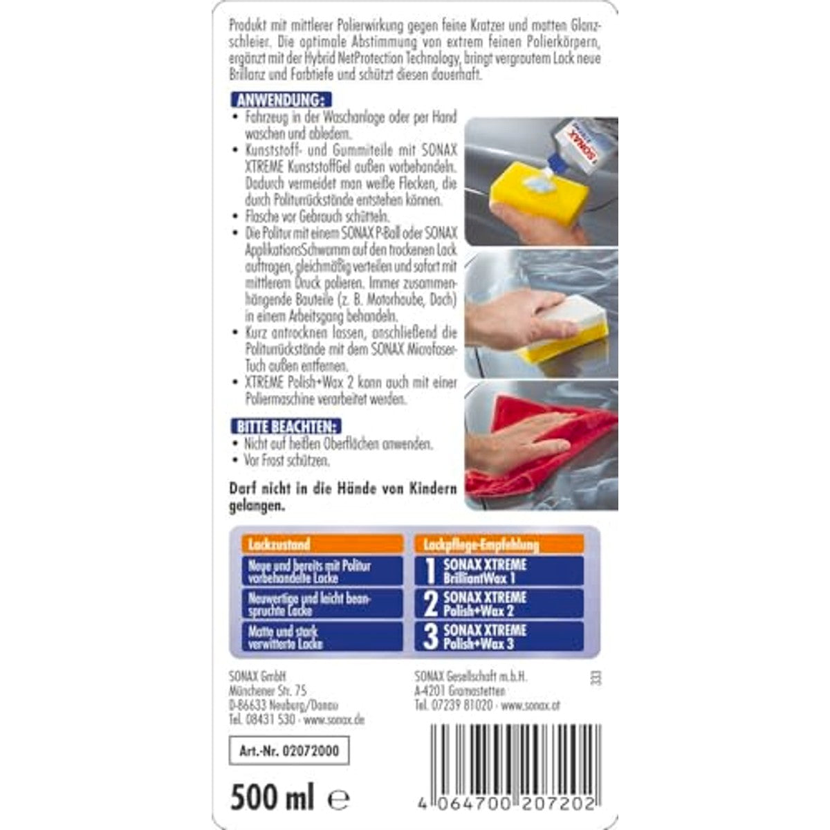 SONAX XTREME Polish+Wax 2 Hybrid NPT 3 x 500 ml - Voordeelverpakking – foto 3