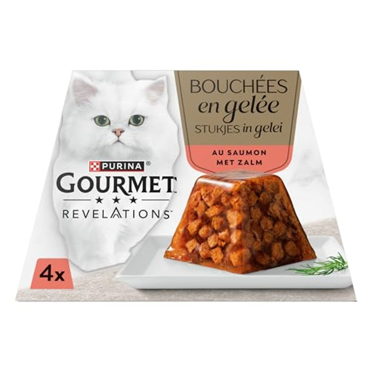 GOURMET Revelations | Kat | Jelly Mond | Zalm | Maaltijden voor volwassen katten | 6-pack (4 x 57 g) – Gourmet