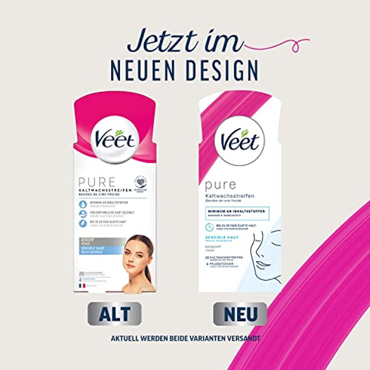 Veet Pure Kaltwachsstreifen Gesicht voor gevoelige huidück 3 x 20 st - Voordeelverpakking