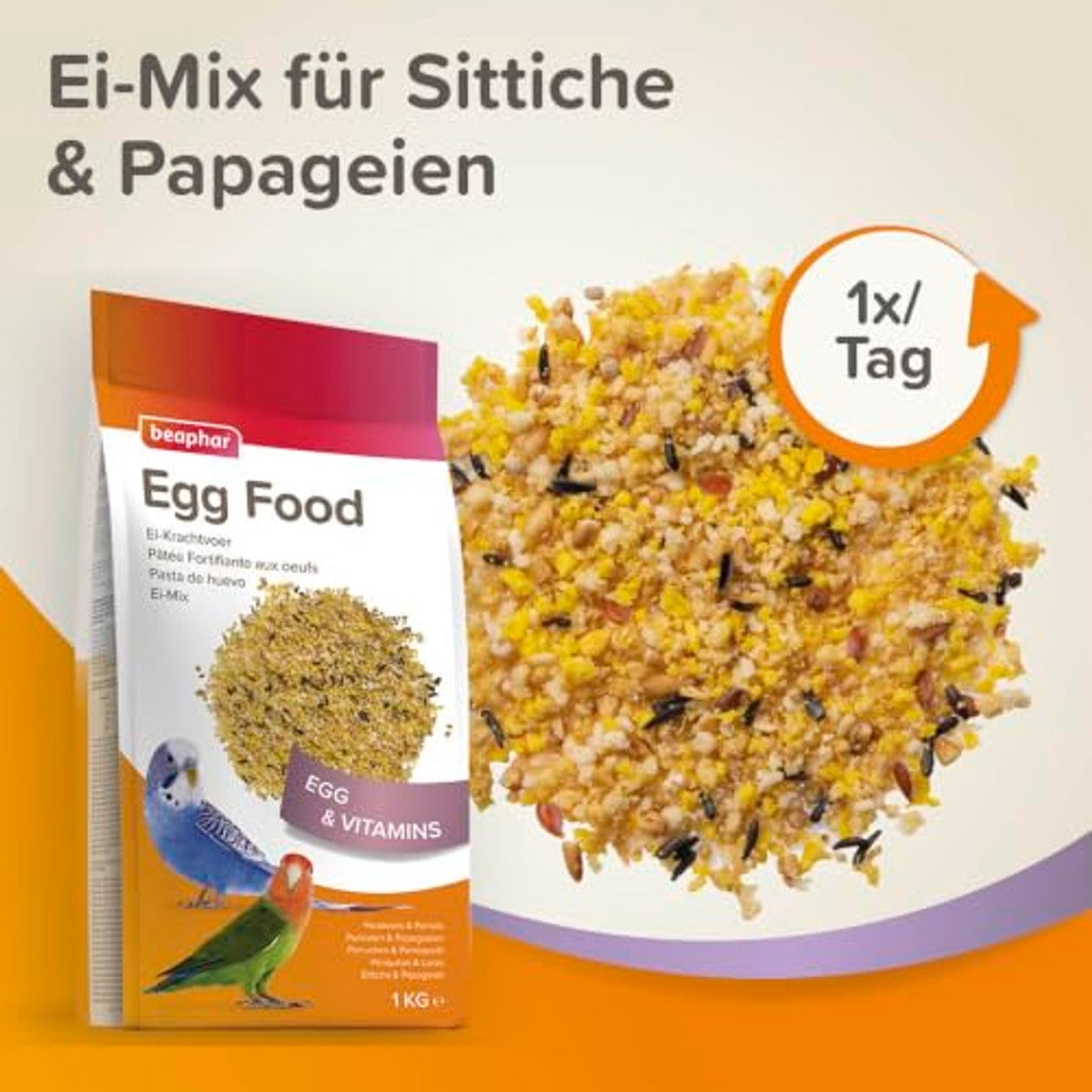 Beaphar Ei-mix aanvullend voer parkiet en papegaai 1 kg - 6-pack