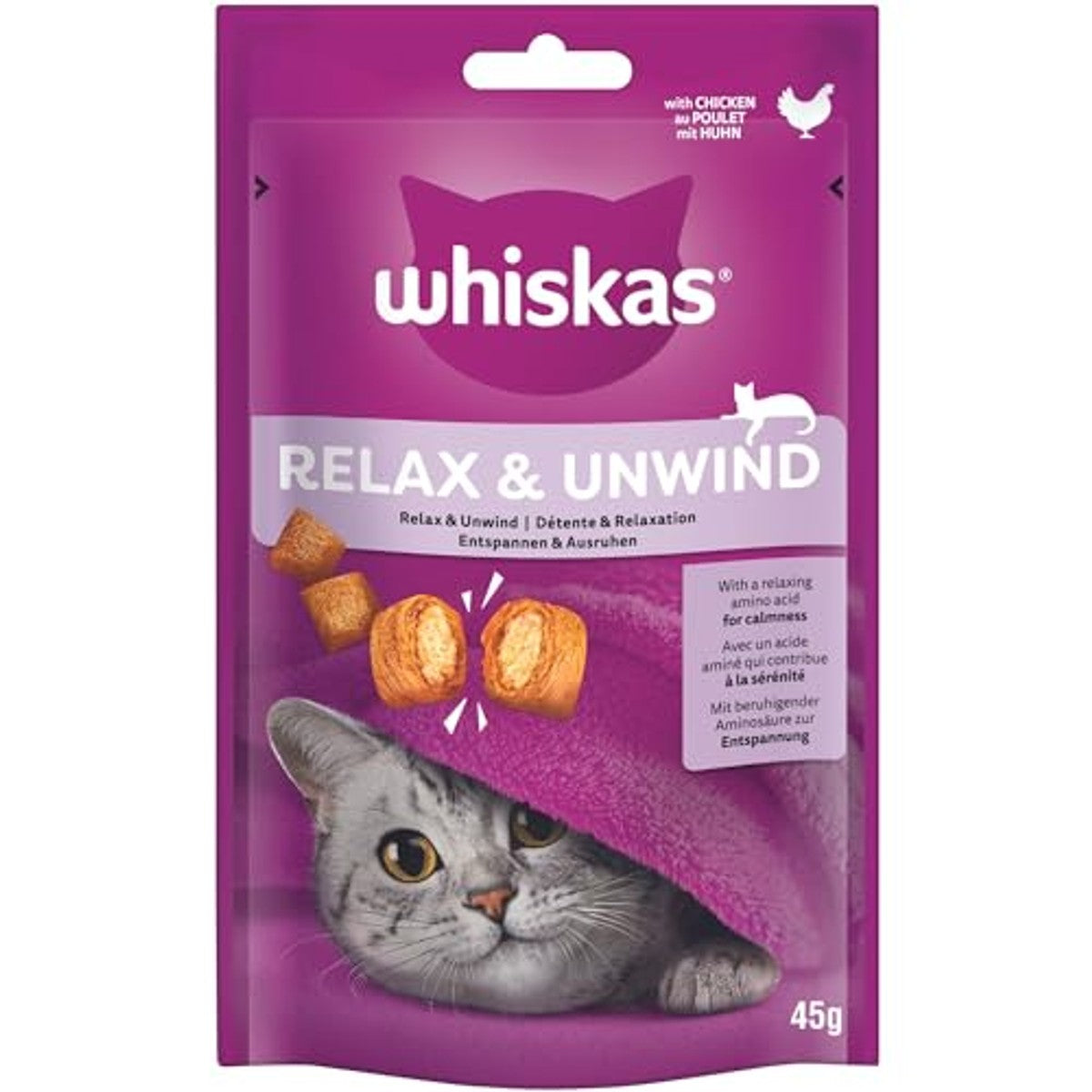 Whiskas Relax & Unwind kattensnack kip 8 x 45 g – foto 3