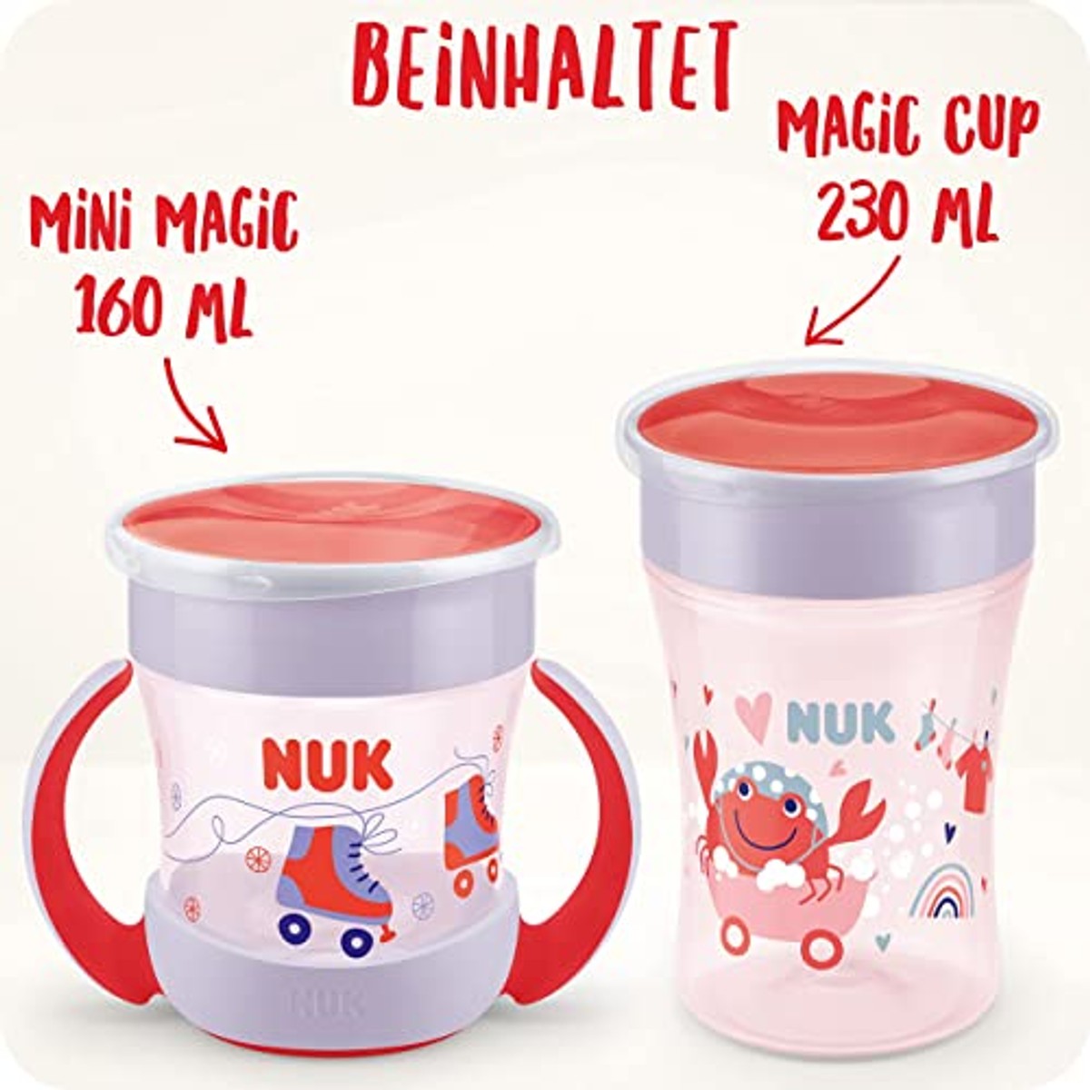 NUK Magic Cup & Mini Magic Cup duo-set 160 ml en 230 ml rood – NUK