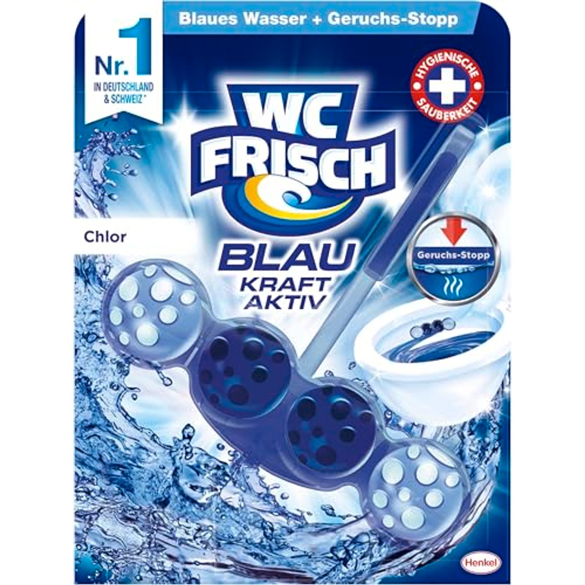 WC-Frisch Kraft Aktiv Blauwe Spoeler Chloor verpakking van 10 – WC-Frisch