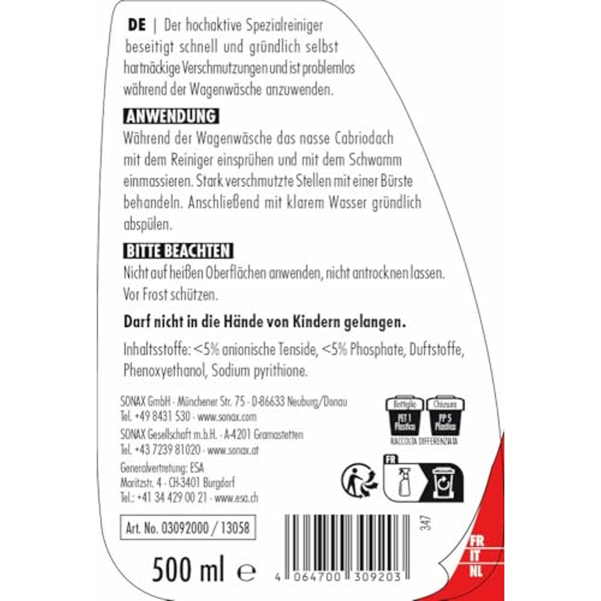 SONAX Cabriodakreiniger rood - 3-pack