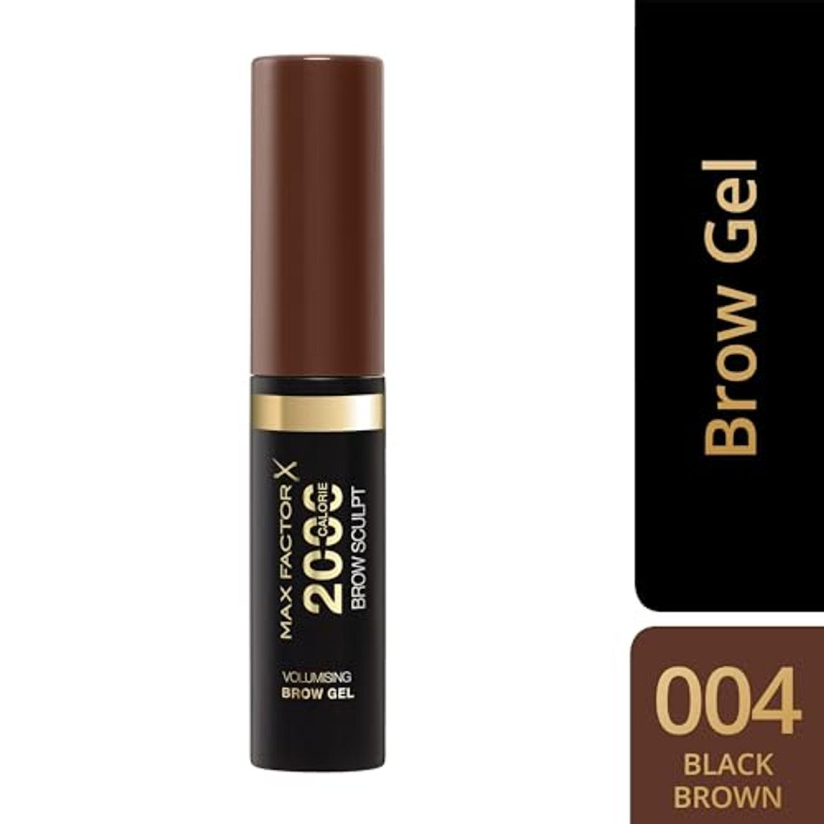 Max Factor 2000 Calorie Volumising Brow Sculpt Gel, Long-Lating, Plumped & Fuller-Looking Brows, Waterdicht, Smudge-proof, Shapes & Intensifies, 004 Black Brown, 4,5 ml – Max Factor