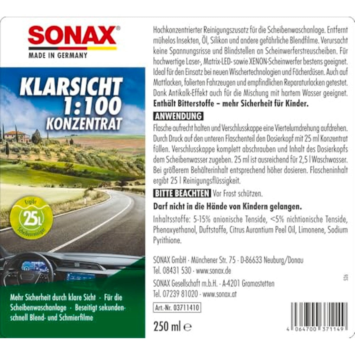 SONAX KlarSicht 1:100 concentraat 250 ml – SONAX