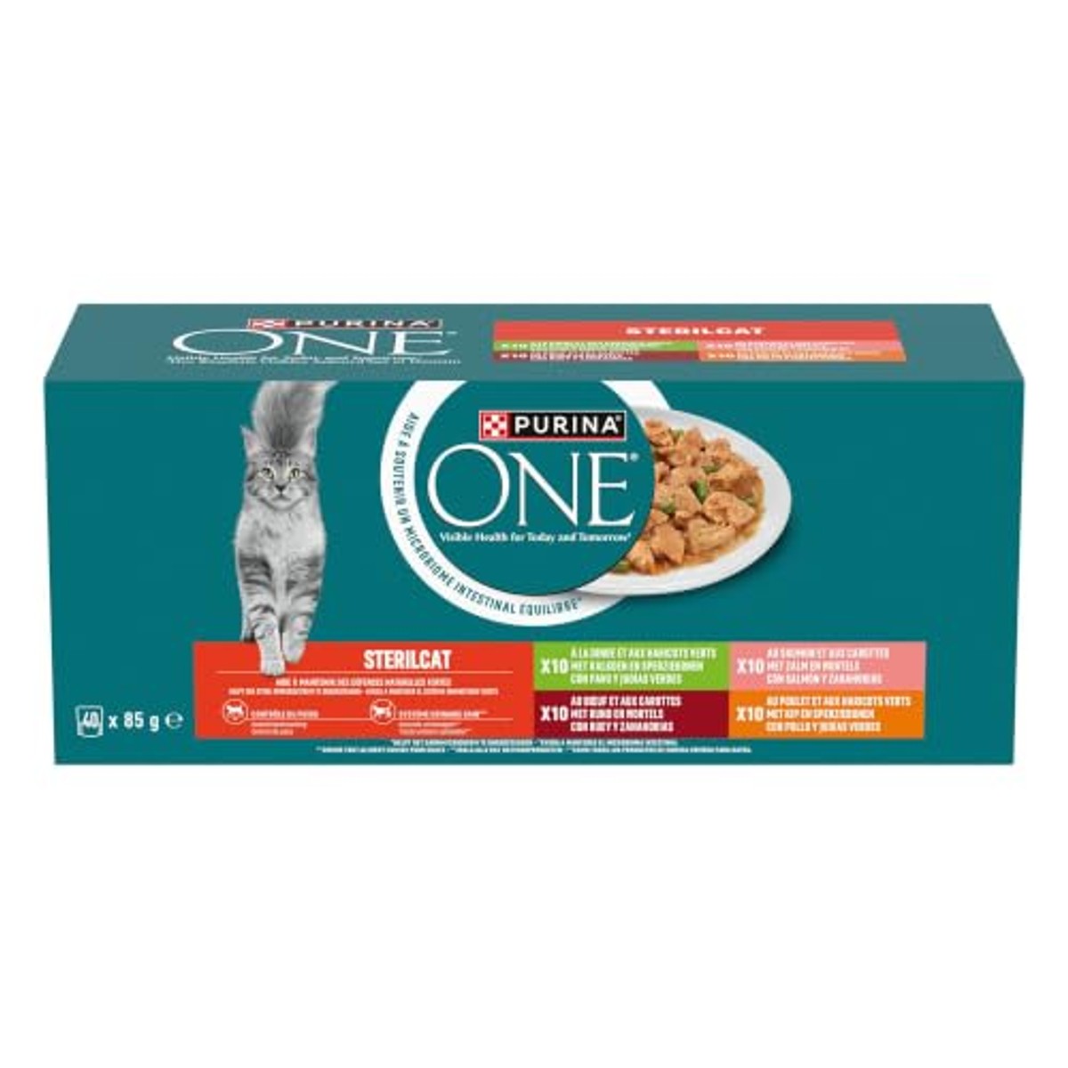 Purina ONE Bifensis Nassfutter für Katzen, sterilisiert, für Erwachsene, mit Lachs und Karotten, 40 Beutel à 85 g – PURINA ONE