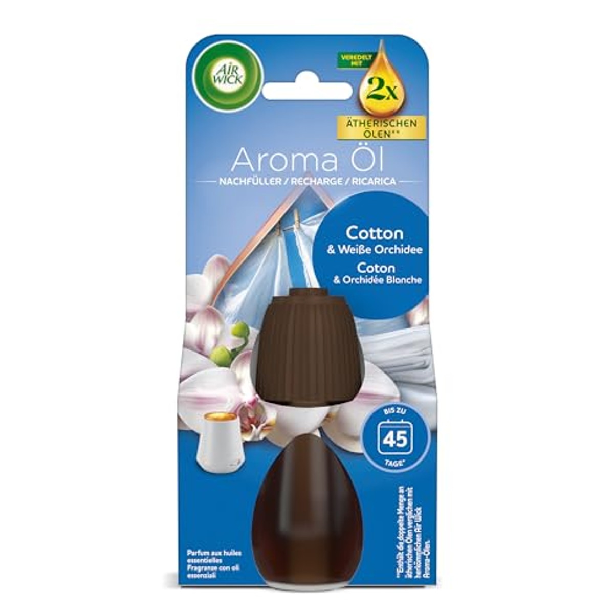 Air Wick Geurolie navulfles katoen & witte orchidee 6 x 20 ml – Air Wick