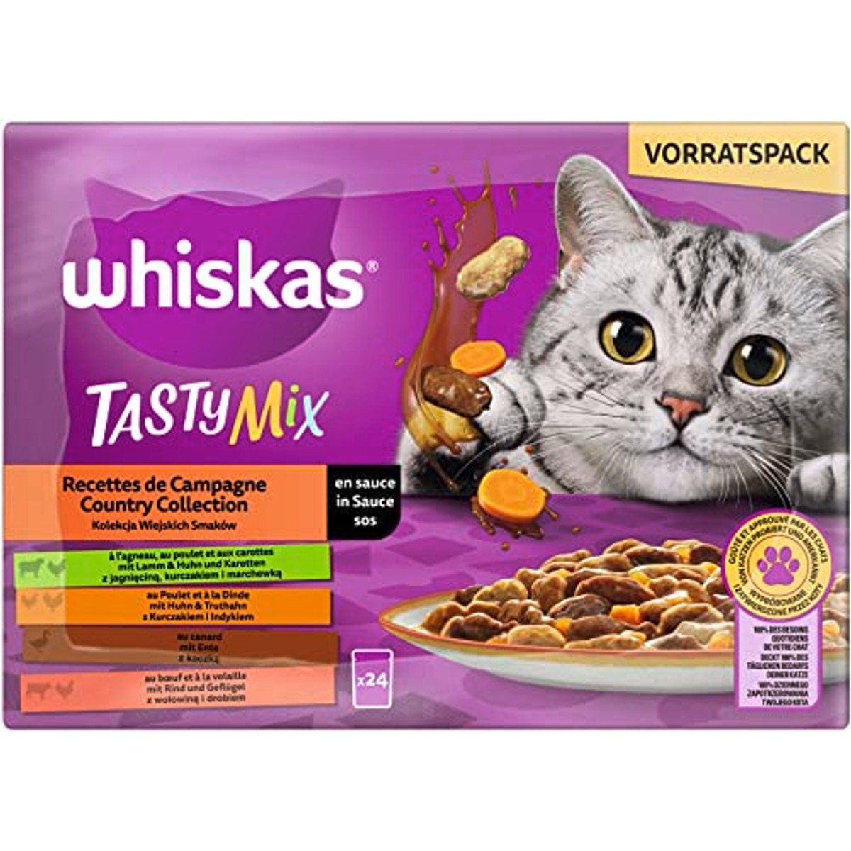 Whiskas kattenvoer Tasty Mix 1+ & Senior 7+ natvoer 72 x 85 g - 3-pack