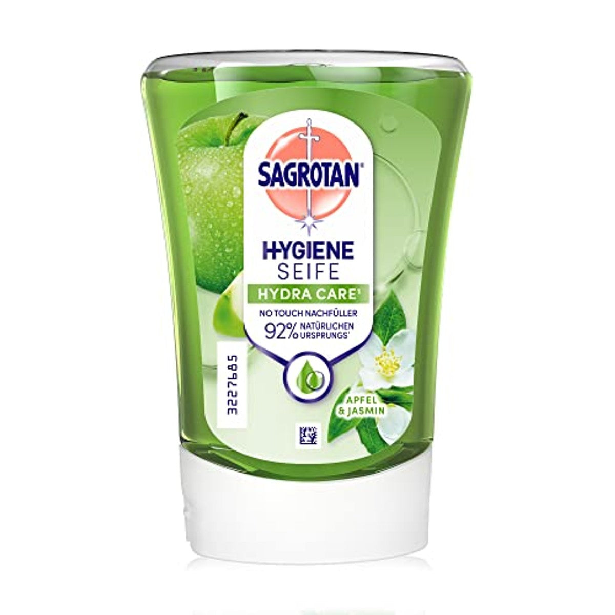 Sagrotan No-Touch Navulling voor appel en jasmijn, voor de automatische zeepdispenser, 5 x 250 ml handzeep (verpakking van 3) – Sagrotan